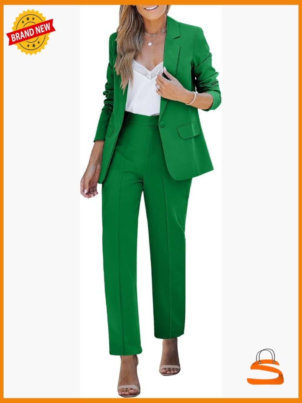 Women's Blazer Pantsuit Set Business Casual Work Outfit 2 Piece
